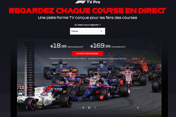 Les tarifs de F1 TV Pro ont été dévoilés